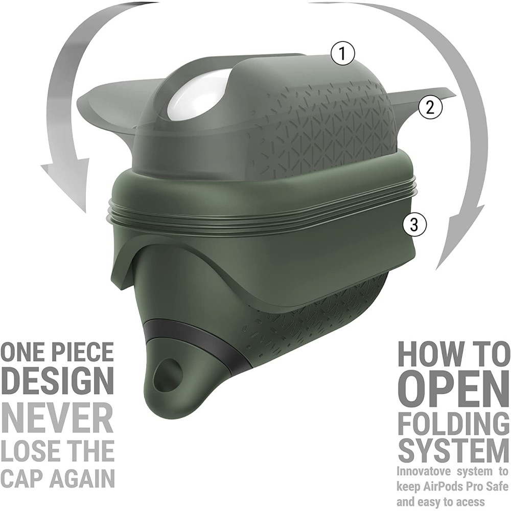 Catalyst Waterproof Drop Proof Case - Αδιάβροχη Ανθεκτική Θήκη Σιλικόνης - Apple AirPods Pro 2nd Gen / 1st Gen - IP67 - Army Green (CATAPDPROGRN)