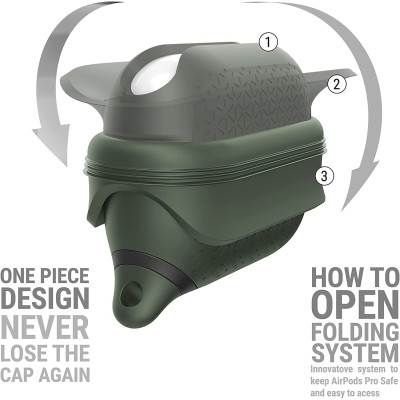 Catalyst Waterproof Drop Proof Case - Αδιάβροχη Ανθεκτική Θήκη Σιλικόνης - Apple AirPods Pro 2nd Gen / 1st Gen - IP67 - Army Green (CATAPDPROGRN)