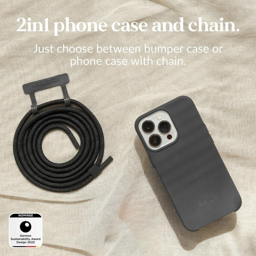 Woodcessories 2 in 1 Change Case - Βιοδιασπώμενη Θήκη με Αποσπώμενο Λουράκι - Apple iPhone 14 Pro Max - Black (cha166)