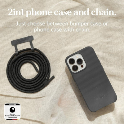 Woodcessories 2 in 1 Change Case - Βιοδιασπώμενη Θήκη με Αποσπώμενο Λουράκι - Apple iPhone 14 Pro Max - Black (cha166)