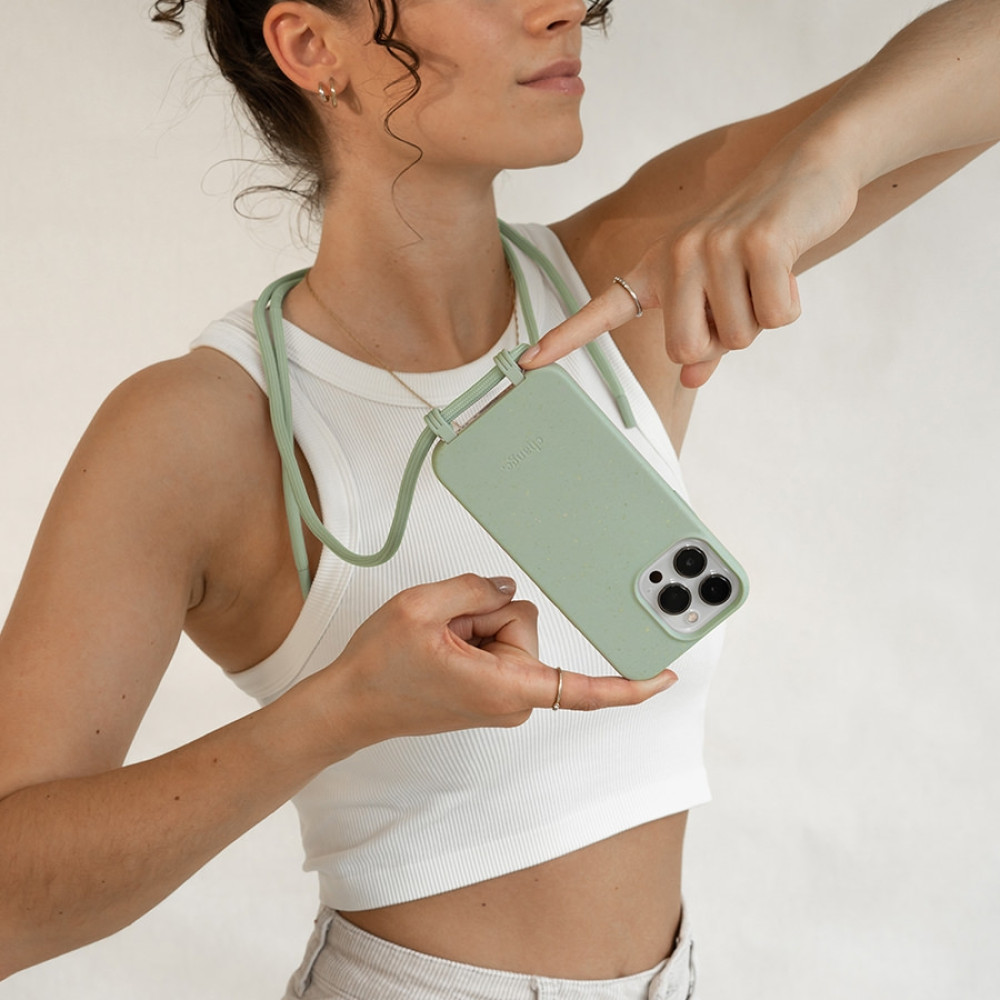 Woodcessories 2 in 1 Change Case - Βιοδιασπώμενη Θήκη με Αποσπώμενο Λουράκι - Apple iPhone 14 Pro - Green (cha158)