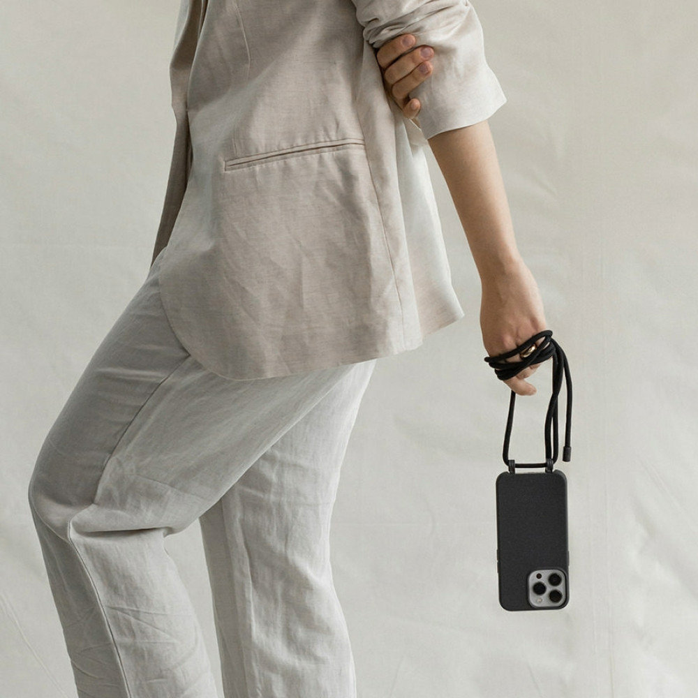 Woodcessories 2 in 1 Change Case - Βιοδιασπώμενη Θήκη με Αποσπώμενο Λουράκι - Apple iPhone 14 Pro - Black (cha153)