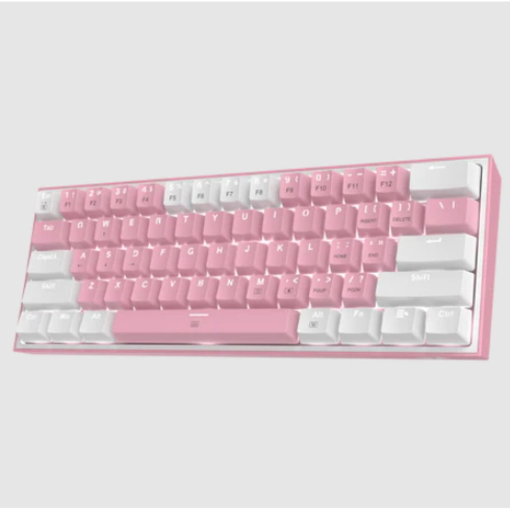 Redragon K617 FIZZ RGB Mechanical Gaming Keyboard - Ενσύρματο RGB Gaming Μηχανικό Πληκτρολόγιο με Custom Red Διακόπτες - US - Pink / White (6950376706782)