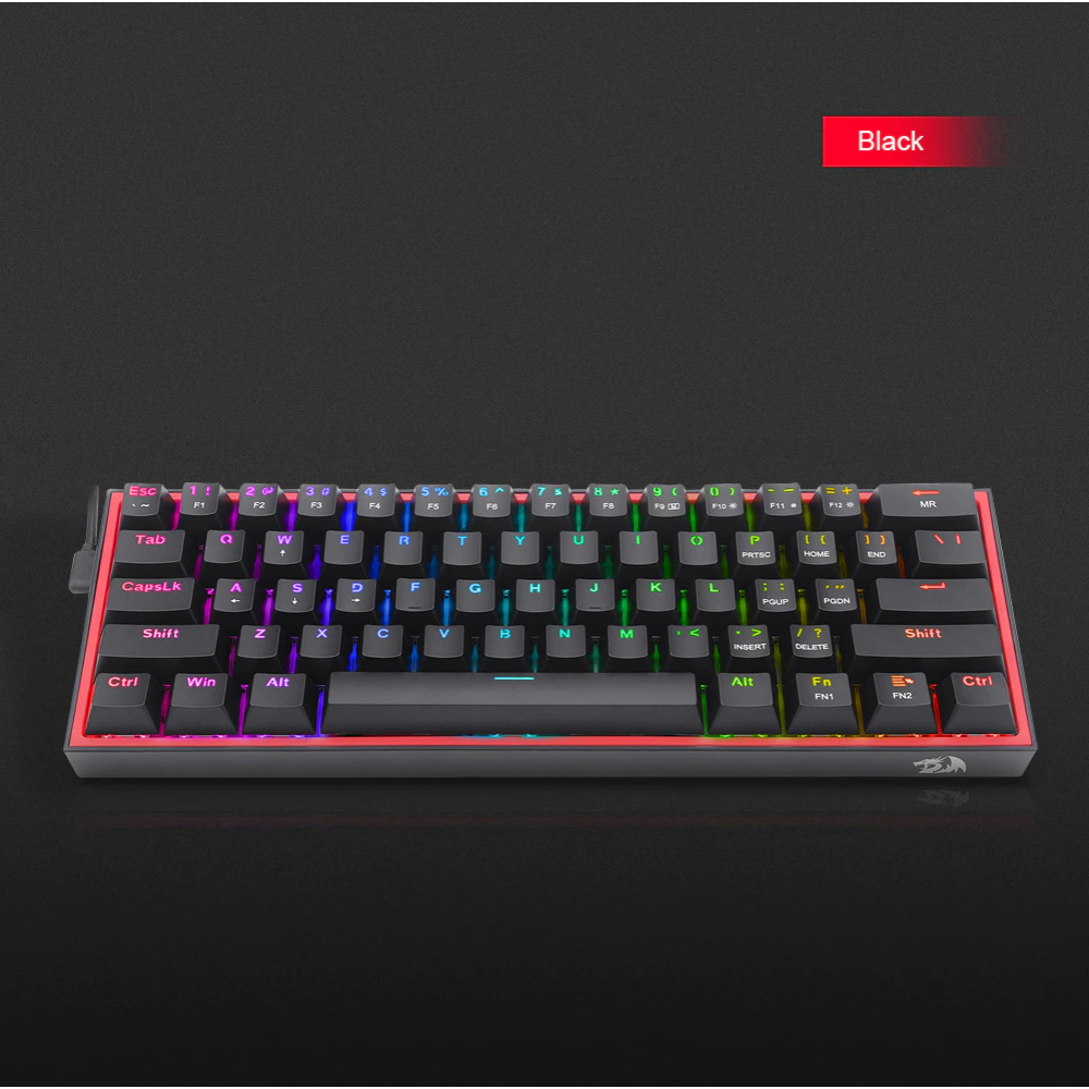 Redragon K617 FIZZ RGB Mechanical Gaming Keyboard - Ενσύρματο RGB Gaming Μηχανικό Πληκτρολόγιο με Custom Red Διακόπτες - US - Black (6950376706768)