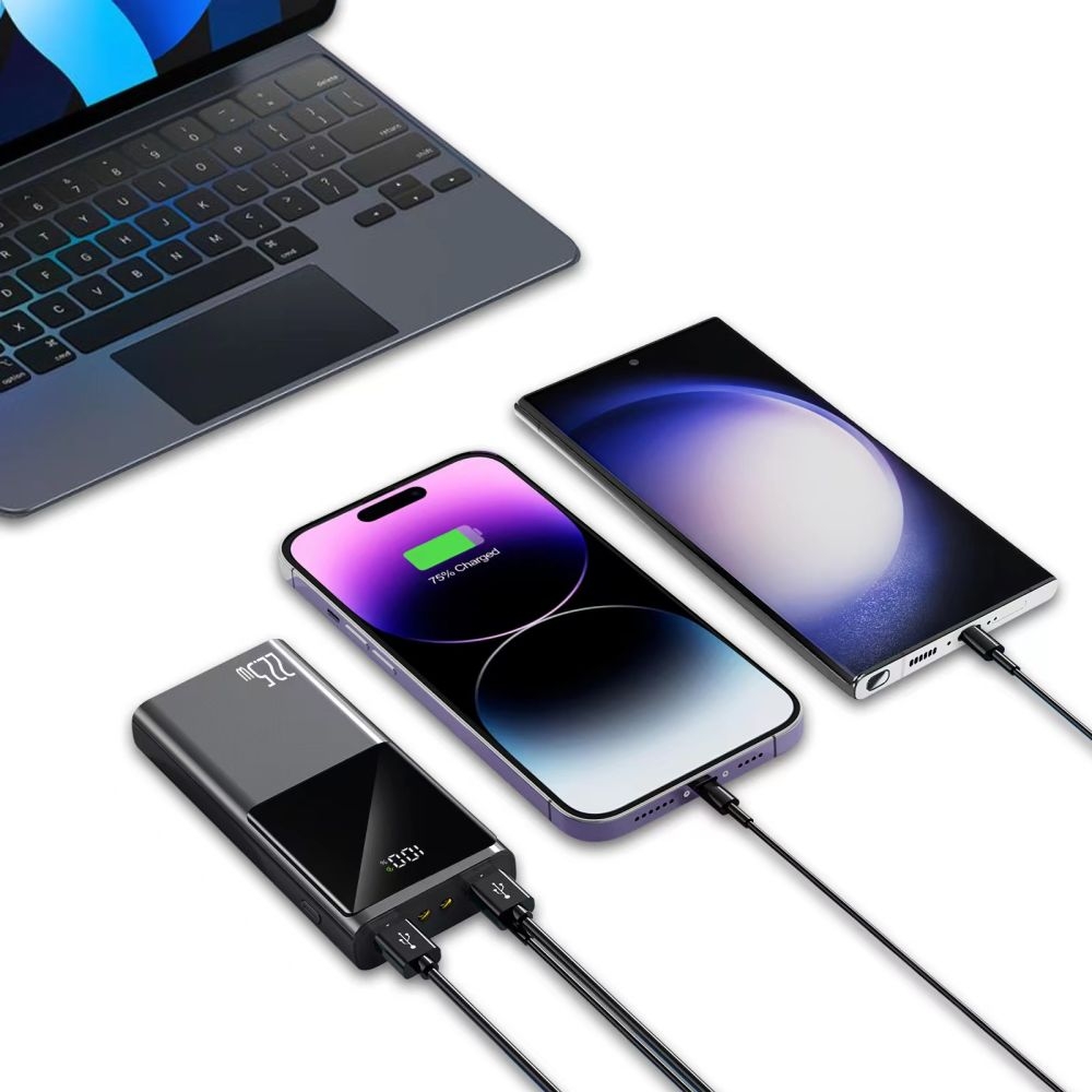 Tech-Protect PB13 PowerBank με Ψηφιακή Οθόνη LED - Φορητή Μπαταρία Φόρτισης & Φακός με 2 x USB-Α / 1 x Type-C - 20.000mAh - 22.5W - Grey (9490713931608)