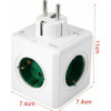 Allocacoc PowerCube Original USB - Πολύπριζο με 4 Υποδοχές Type-F 3680W - 2 x USB-A 10.5W - Kelly Green - 2 Έτη Εγγύηση (1202GN/DEOUPC)