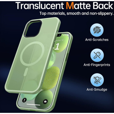 HappyCase Ημιδιάφανη Σκληρή Θήκη MagSafe - Apple iPhone 12 / 12 Pro - Matte Green (8719246412127)