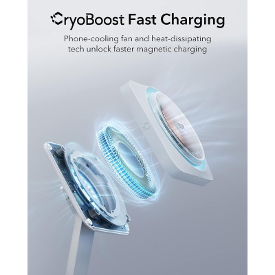 ESR HaloLock 2 in 1 Wireless Charger with CryoBoost - Μαγνητική Βάση Ασύρματης Φόρτισης MagSafe για Apple iPhone / AirPods - 7.5W - Arctic White (4894240132500)