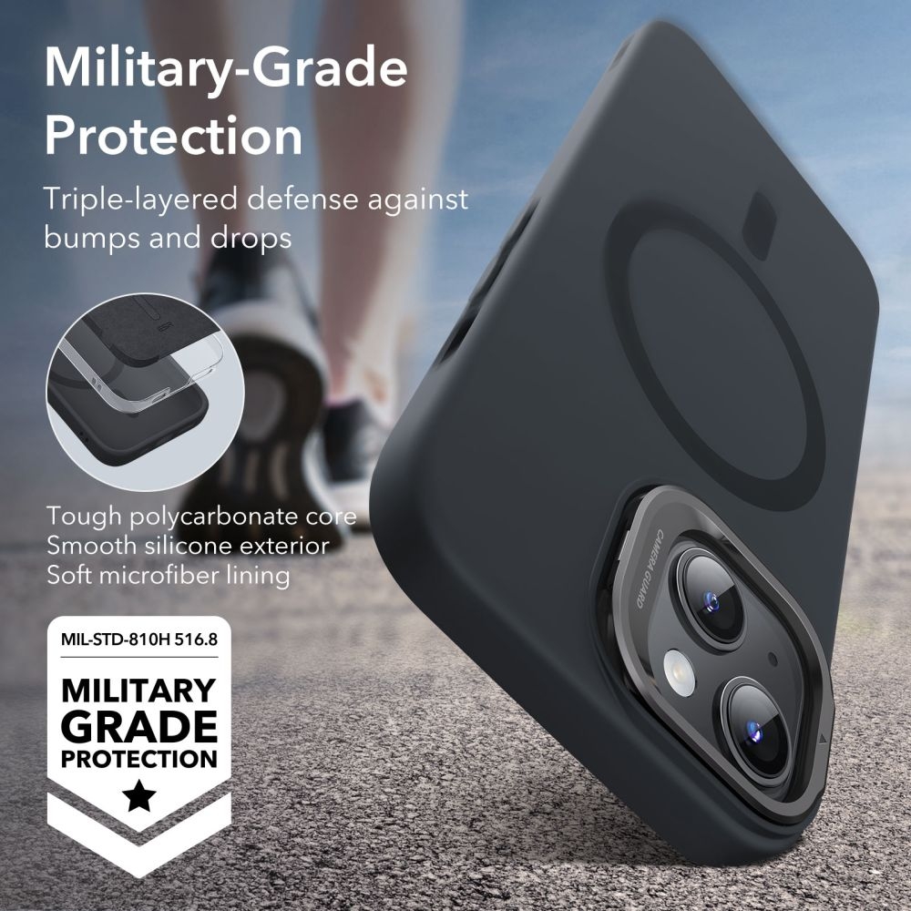 ESR Cloud Soft with Stash Stand - Ανθεκτική MagSafe Θήκη Σιλικόνης Apple iPhone 15 Plus με Kickstand - Black (4894240176214)