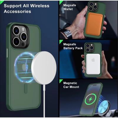 HappyCase Ημιδιάφανη Σκληρή Θήκη MagSafe - Apple iPhone 15 Pro Max - Matte Midnight Green (8719246412455)