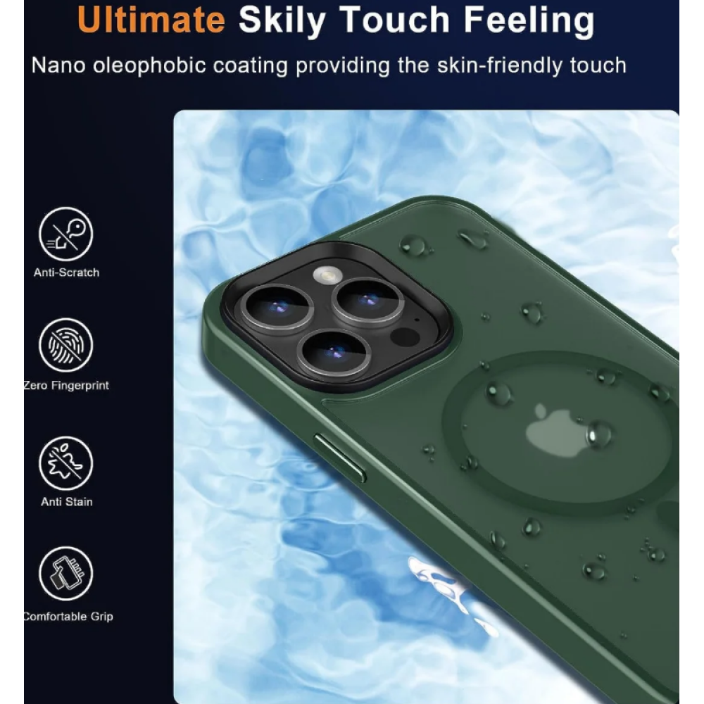 HappyCase Ημιδιάφανη Σκληρή Θήκη MagSafe - Apple iPhone 15 Pro Max - Matte Midnight Green (8719246412455)