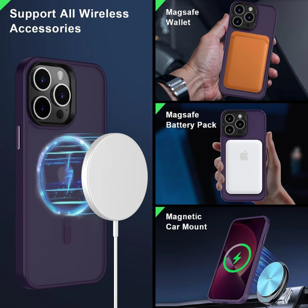 HappyCase Ημιδιάφανη Σκληρή Θήκη MagSafe - Apple iPhone 15 Pro Max - Matte Purple (8719246412431)