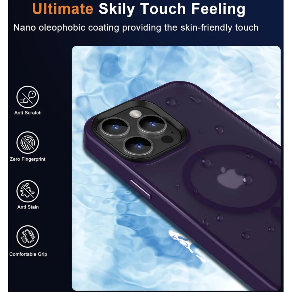 HappyCase Ημιδιάφανη Σκληρή Θήκη MagSafe - Apple iPhone 15 Pro Max - Matte Purple (8719246412431)