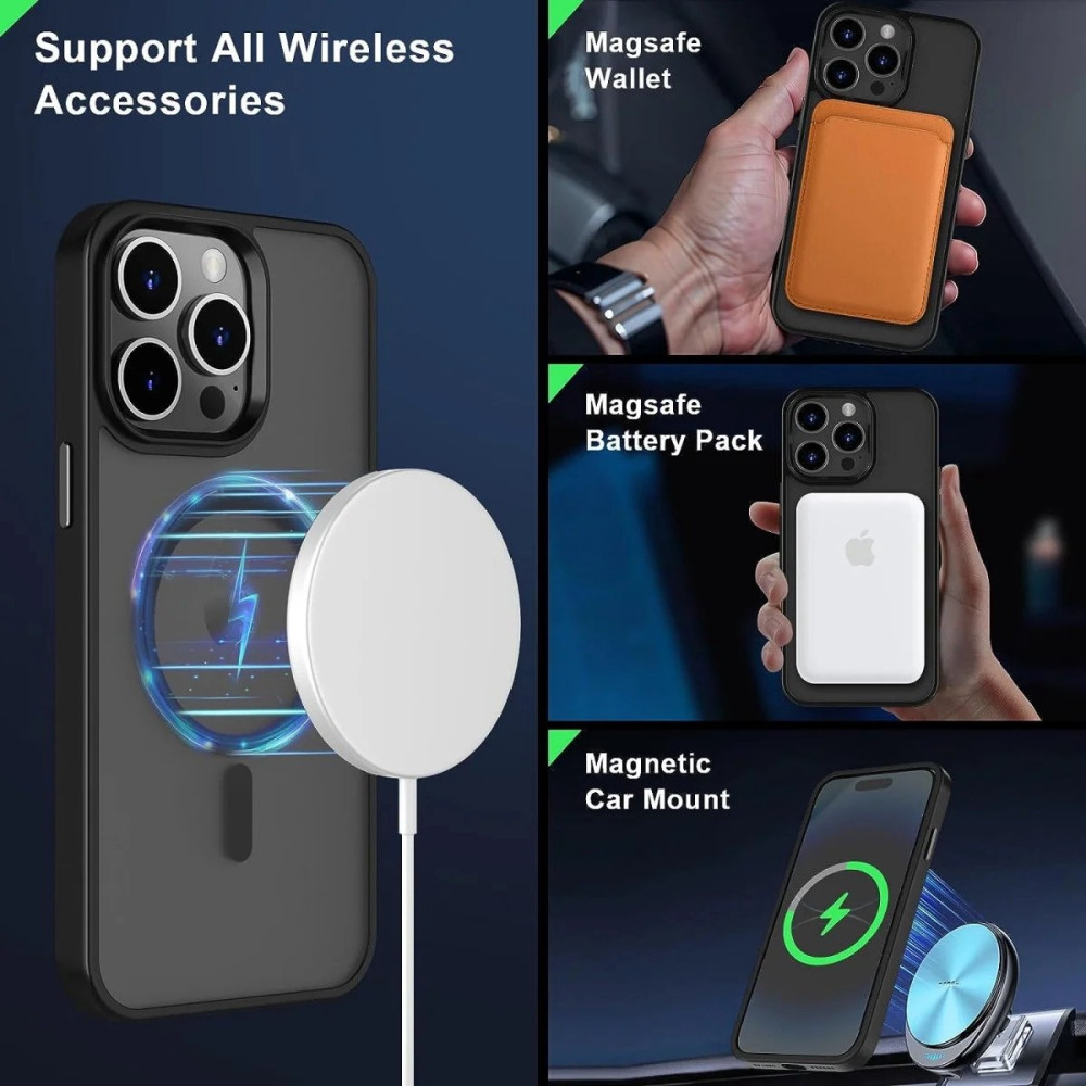 HappyCase Ημιδιάφανη Σκληρή Θήκη MagSafe - Apple iPhone 15 Pro Max - Matte Black (8719246412424)