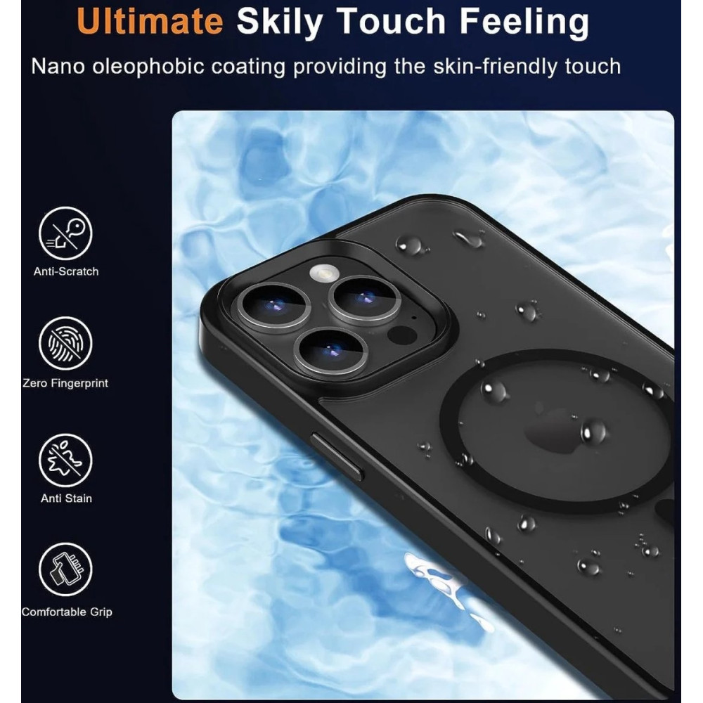 HappyCase Ημιδιάφανη Σκληρή Θήκη MagSafe - Apple iPhone 15 Pro Max - Matte Black (8719246412424)