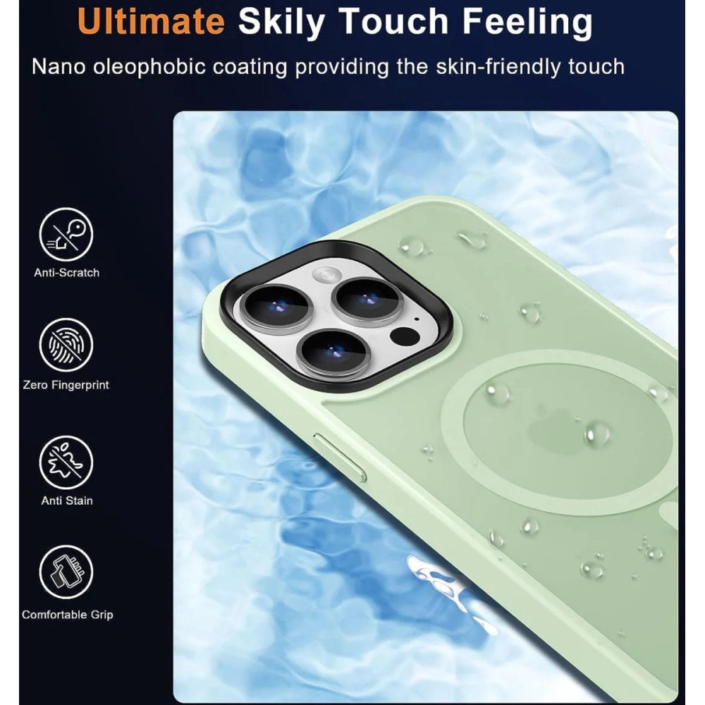 HappyCase Ημιδιάφανη Σκληρή Θήκη MagSafe - Apple iPhone 15 Pro Max - Matte Green (8719246415319)