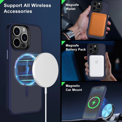 HappyCase Ημιδιάφανη Σκληρή Θήκη MagSafe - Apple iPhone 15 Pro Max - Matte Dark Blue (8719246412448)