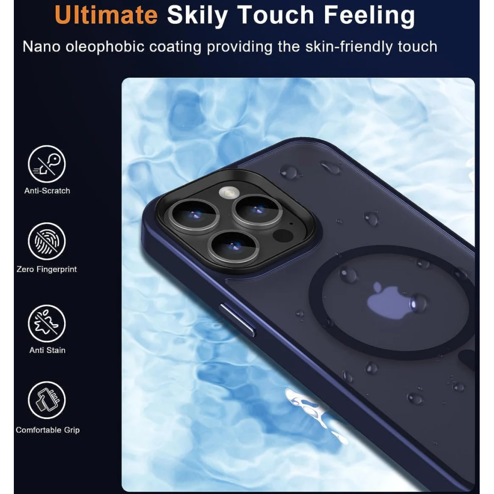 HappyCase Ημιδιάφανη Σκληρή Θήκη MagSafe - Apple iPhone 15 Pro Max - Matte Dark Blue (8719246412448)