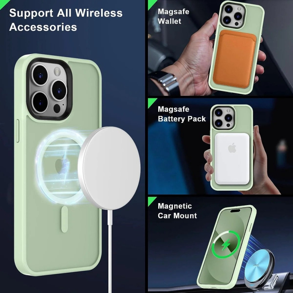 HappyCase Ημιδιάφανη Σκληρή Θήκη MagSafe - Apple iPhone 15 Pro - Matte Green (8719246415272)