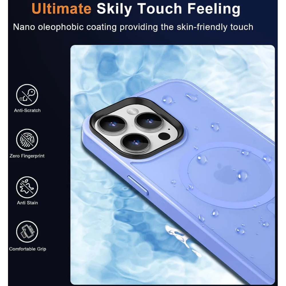 HappyCase Ημιδιάφανη Σκληρή Θήκη MagSafe - Apple iPhone 15 Pro Max - Matte Blue (8719246415340)