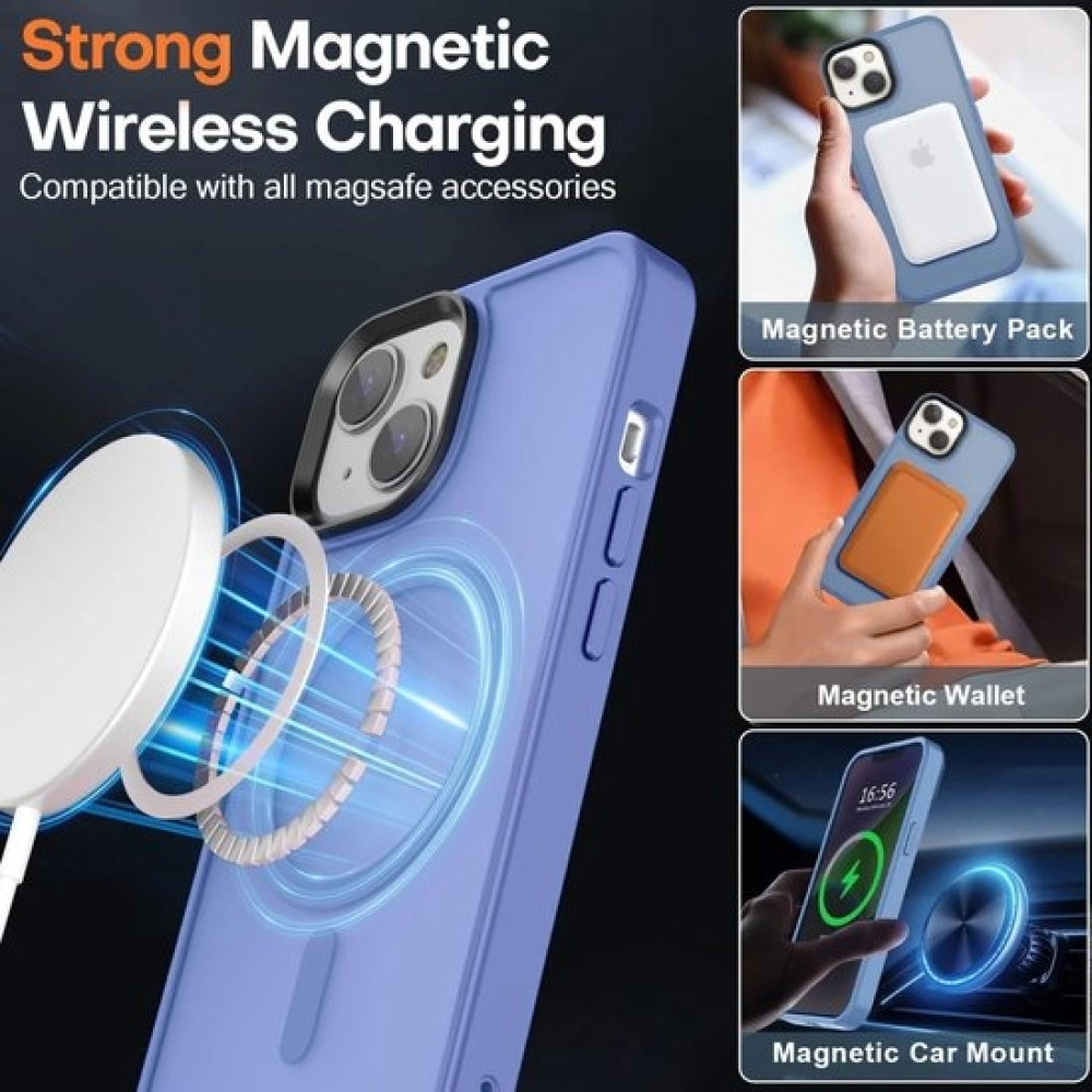 HappyCase Ημιδιάφανη Σκληρή Θήκη MagSafe - Apple iPhone 15 Plus - Matte Blue (8719246415265)