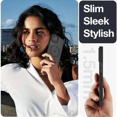 HappyCase Ημιδιάφανη Σκληρή Θήκη MagSafe - Apple iPhone 15 - Matte Black (8719246412301)