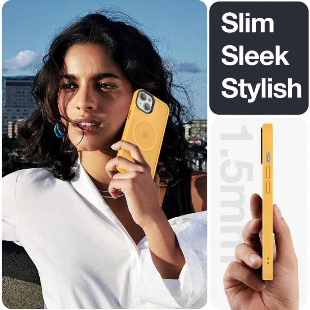 HappyCase Ημιδιάφανη Σκληρή Θήκη MagSafe - Apple iPhone 15 - Matte Orange (8719246415203)