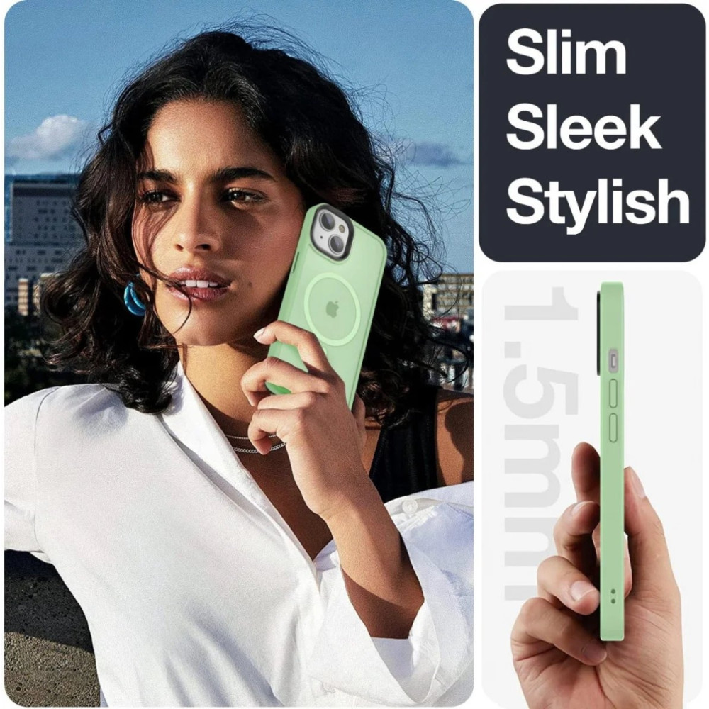 HappyCase Ημιδιάφανη Σκληρή Θήκη MagSafe - Apple iPhone 15 - Matte Green (8719246415197)