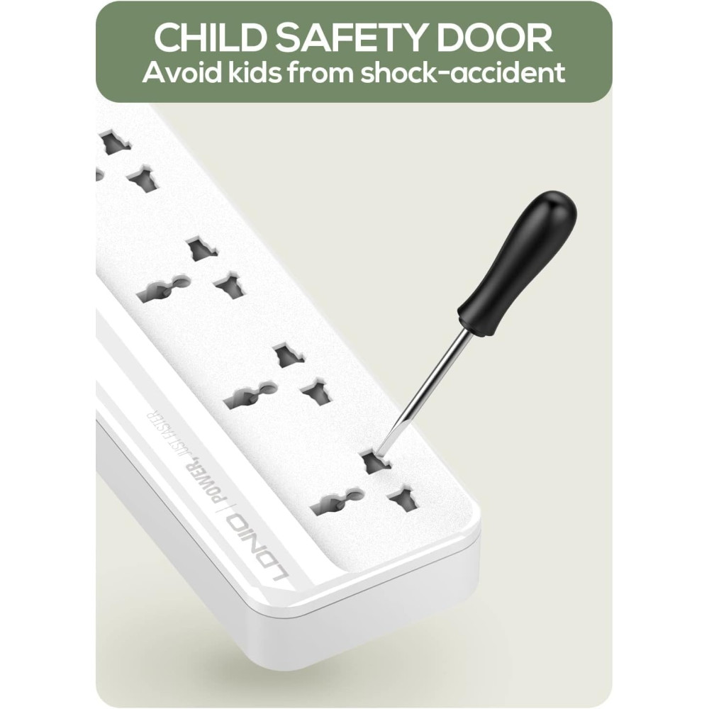 Ldnio Πολύπριζο με 5 Υποδοχές AC - UK/EU/US 2500W με Διακόπτη & Καλώδιο 200cm - 6 x USB-A - 17W - White (SC5614)