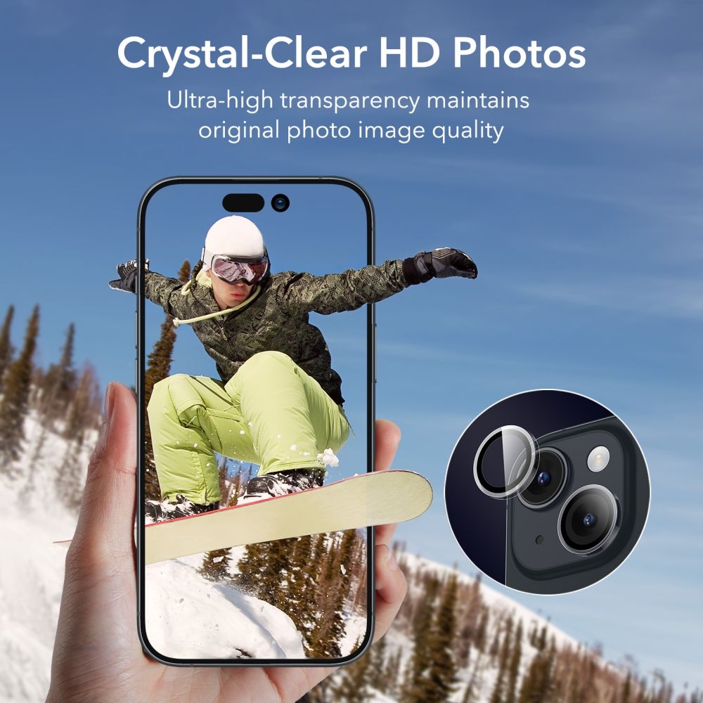 ESR Armorite Camera Lens Protectors - Αντιχαρακτικό Γυαλί Προστασίας για Φακό Κάμερας - Apple iPhone 15 / 15 Plus - Clear (4894240174043)