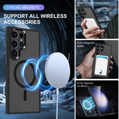 HappyCase Ημιδιάφανη Σκληρή Θήκη MagSafe - Samsung Galaxy S23 Ultra - Matte Black (8719246412783)