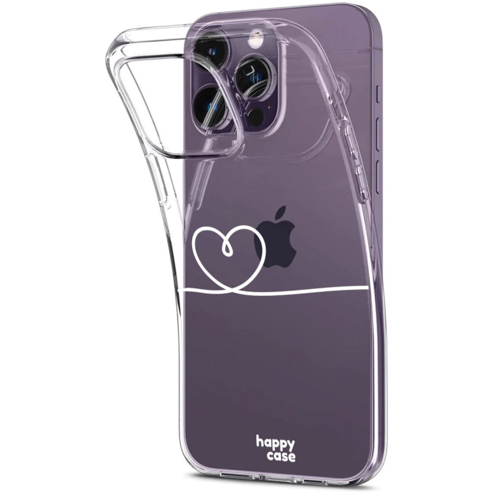 HappyCase Διάφανη Θήκη Σιλικόνης Apple iPhone 14 Pro - Heart Print (8719246373244)