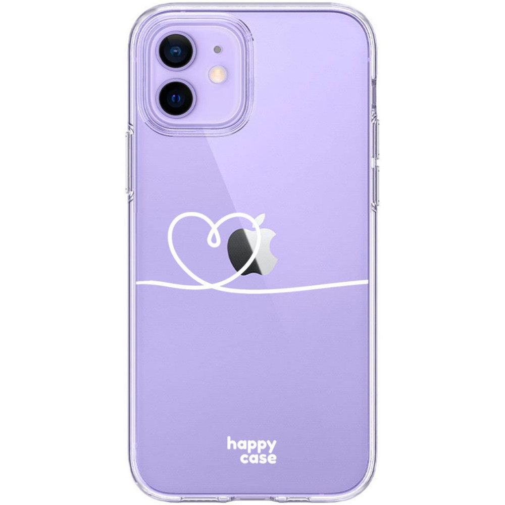 HappyCase Διάφανη Θήκη Σιλικόνης Apple iPhone 12 / 12 Pro - Heart Print (8719246297083)