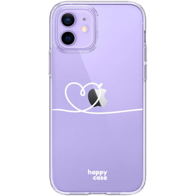 HappyCase Διάφανη Θήκη Σιλικόνης Apple iPhone 12 / 12 Pro - Heart Print (8719246297083)