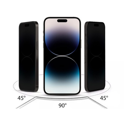 Hofi Anti Spy Pro+ Tempered Glass Privacy - Full Face Αντιχαρακτικό Γυαλί Προστασίας Απορρήτου Οθόνης - Apple iPhone 15 Pro Max - Black (9319456604672)