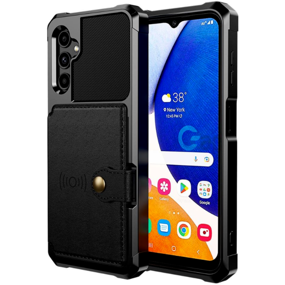 HappyCase 3 σε 1 - Θήκη Σιλικόνης με Ενσωματωμένο PU Πορτοφόλι - Samsung Galaxy A14 - Black (8719246388002)