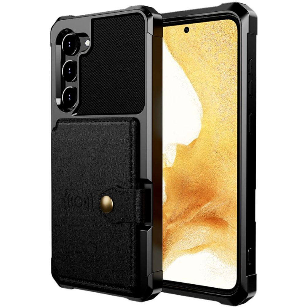 HappyCase 3 σε 1 - Θήκη Σιλικόνης με Ενσωματωμένο PU Πορτοφόλι - Samsung Galaxy S23 - Black (8719246382062)