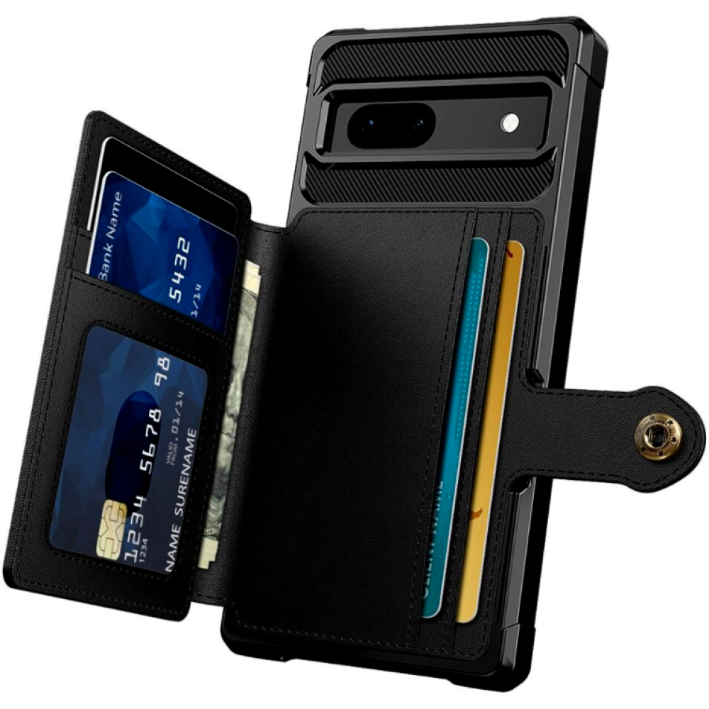 HappyCase 3 σε 1 - Θήκη Σιλικόνης με Ενσωματωμένο PU Πορτοφόλι - Google Pixel 7a - Black (8719246391507)