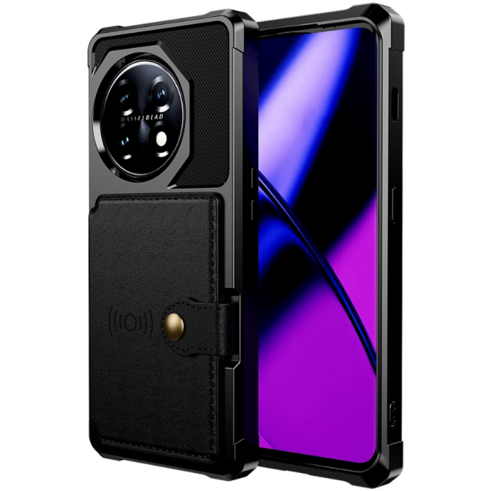 HappyCase 3 σε 1 - Θήκη Σιλικόνης με Ενσωματωμένο PU Πορτοφόλι - OnePlus 11 - Black (8719246391477)