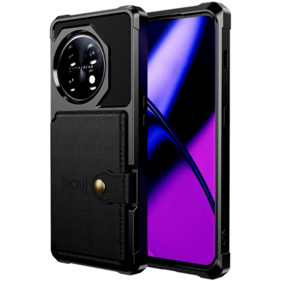 HappyCase 3 σε 1 - Θήκη Σιλικόνης με Ενσωματωμένο PU Πορτοφόλι - OnePlus 11 - Black (8719246391477)