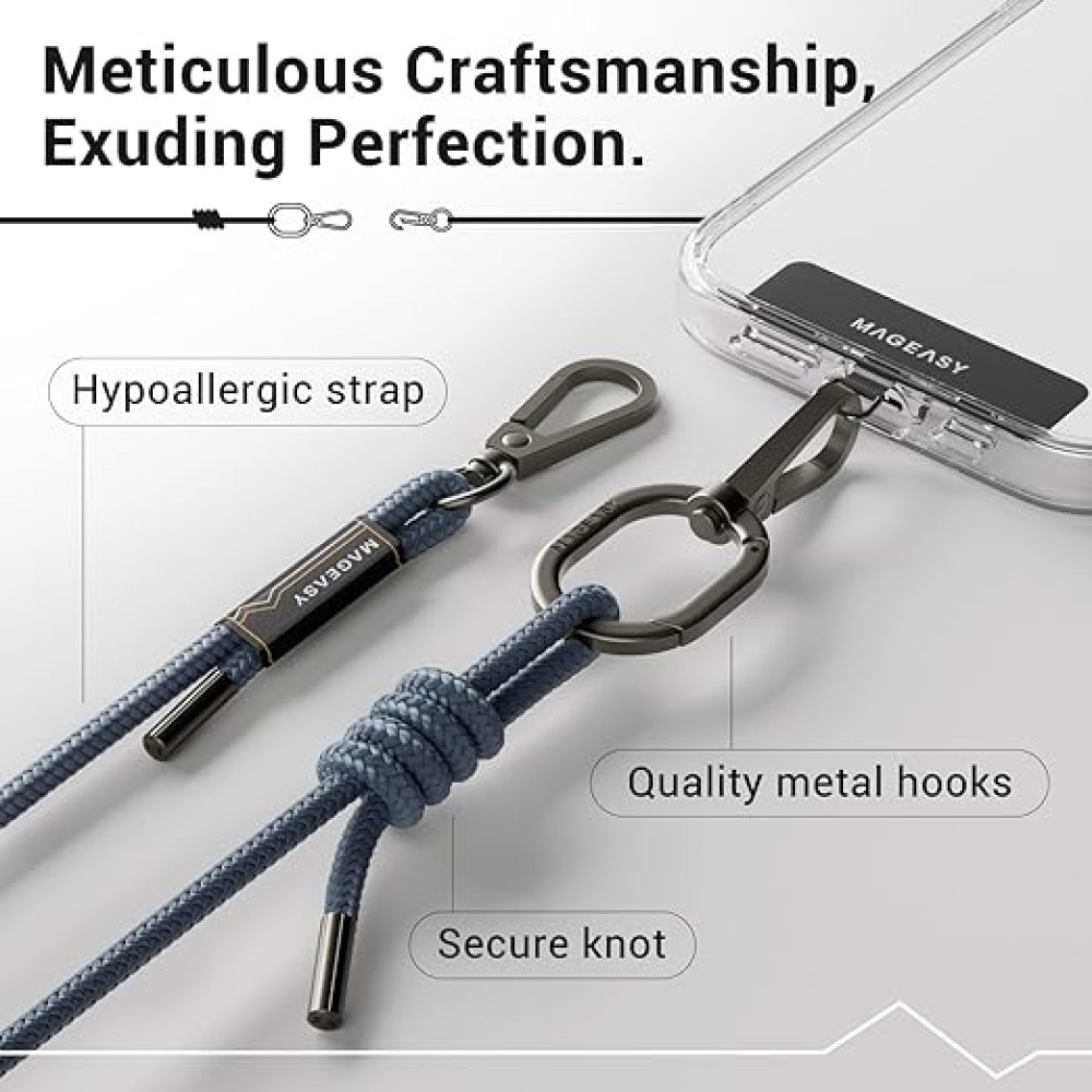 SwitchEasy MagEasy Rope Strap & Strap Card 6.0mm - Αποσπώμενο Λουράκι Λαιμού για Θήκες Κινητών iPhone - Riverside Blue (MPHIPH142RU23)