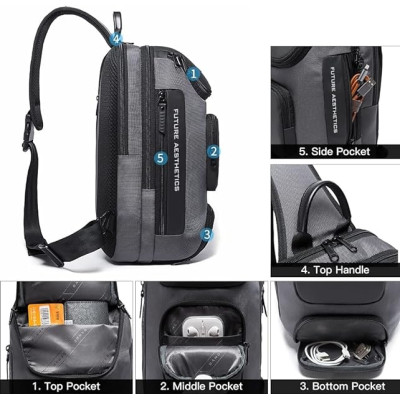 Bange 7086 - Ανδρικό Τσαντάκι Ώμου / Χιαστί Crossbody - 9L - Gray