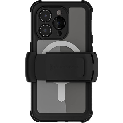 Ghostek Nautical 4 - Ανθεκτική Αδιάβροχη Θήκη MagSafe με Περιστρεφόμενο Κλιπ Ζώνης - Apple iPhone 15 Pro - Clear (GHOCAS3613)