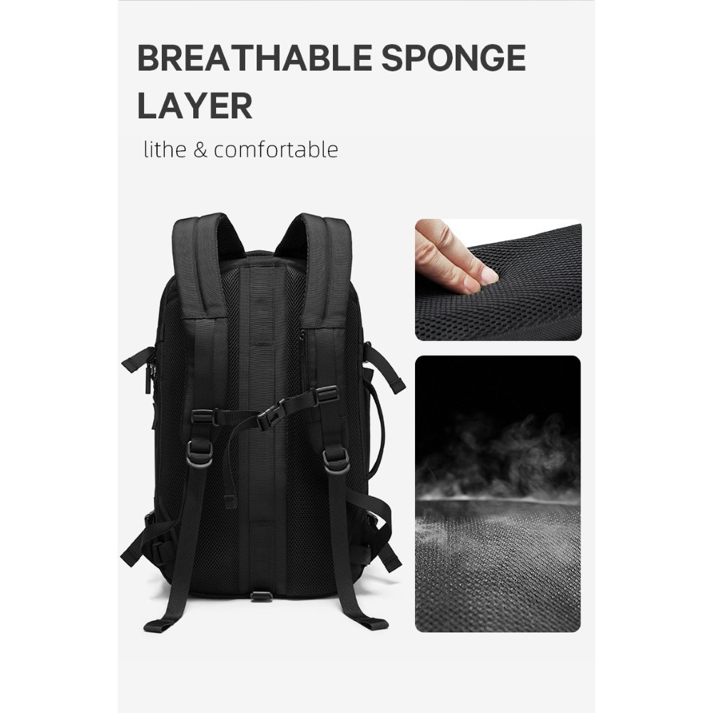 Bange 22039 Business Travel Backpack - Ανθεκτικό Επεκτάσιμο Σακίδιο / Τσάντα Πλάτης & Μεταφοράς Laptop έως 17.3" - 26L έως 45L - Black