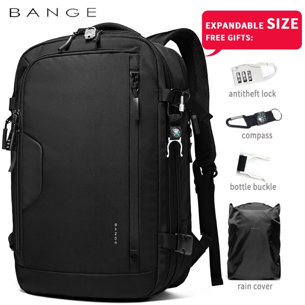 Bange 22039 Business Travel Backpack - Ανθεκτικό Επεκτάσιμο Σακίδιο / Τσάντα Πλάτης & Μεταφοράς Laptop έως 17.3" - 26L έως 45L - Black
