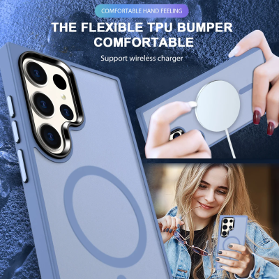 HappyCase Ημιδιάφανη Σκληρή Θήκη MagSafe - Samsung Galaxy S23 Ultra - Matte Blue (8719246422713)