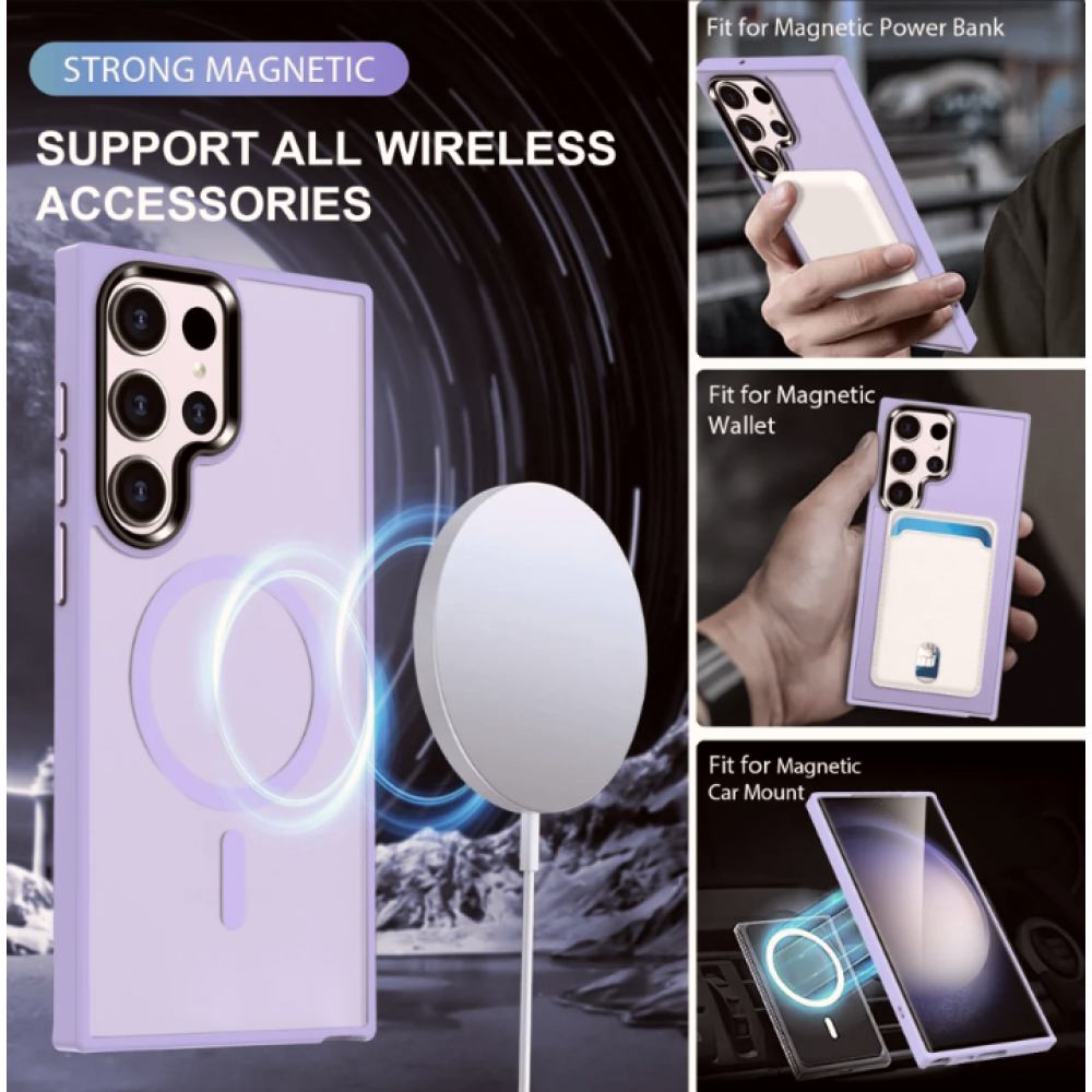 HappyCase Ημιδιάφανη Σκληρή Θήκη MagSafe - Samsung Galaxy S23 Ultra - Matte Violet (8719246422690)