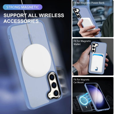 HappyCase Ημιδιάφανη Σκληρή Θήκη MagSafe - Samsung Galaxy S23 - Matte Blue (8719246422638)