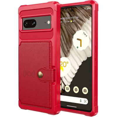 HappyCase 3 σε 1 - Θήκη Σιλικόνης με Ενσωματωμένο PU Πορτοφόλι - Google Pixel 7 - Red (8719246420634)