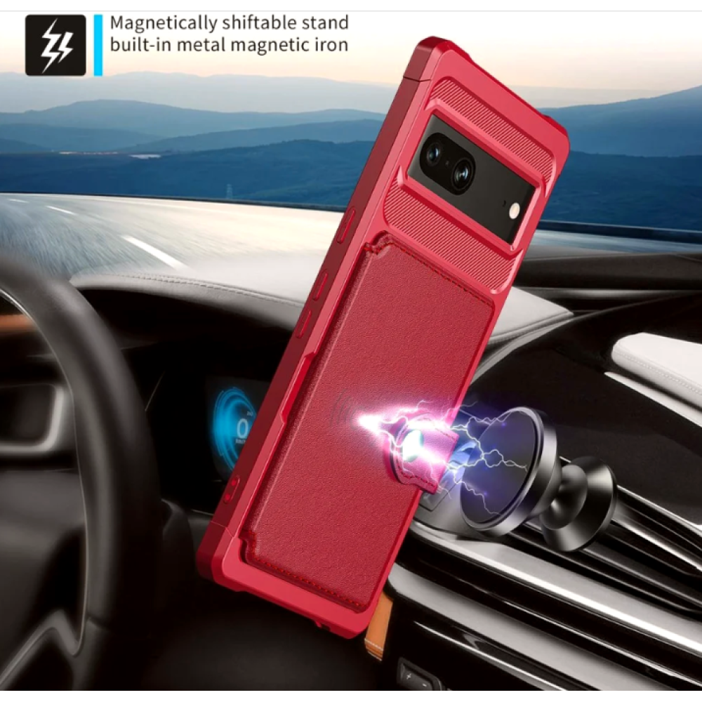 HappyCase 3 σε 1 - Θήκη Σιλικόνης με Ενσωματωμένο PU Πορτοφόλι - Google Pixel 7 - Red (8719246420634)